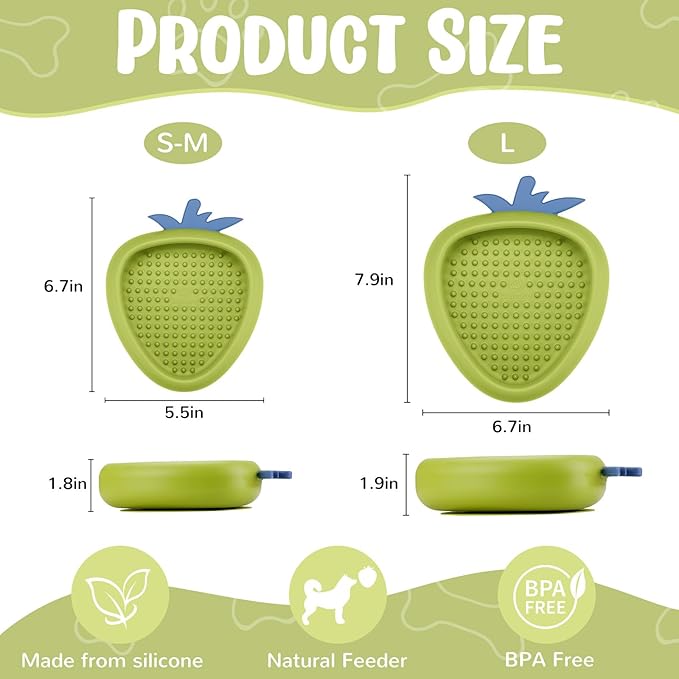 Freeze Dog Lick Bowl, Animire Non-Slip Slow Feeder Lick Mat for Dogs, Silicone Dog Enrichment Bowl for Distraction Anxiety Relief Boredom, BPA Free, Dishwasher Safe(Green,L)