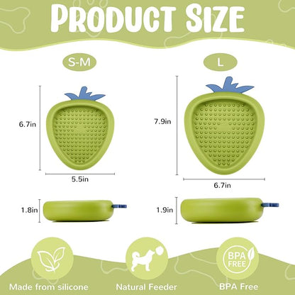 Freeze Dog Lick Bowl, Animire Non-Slip Slow Feeder Lick Mat for Dogs, Silicone Dog Enrichment Bowl for Distraction Anxiety Relief Boredom, BPA Free, Dishwasher Safe(Green,L)