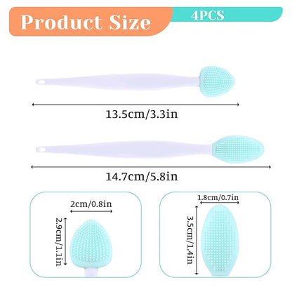 4Pcs Cat Acne Brush Set, Chin Treatment, Black Seed Exfoliating Brush, Dual Sided Silicone Brush for Chin Acne and Blackhead Exfoliation