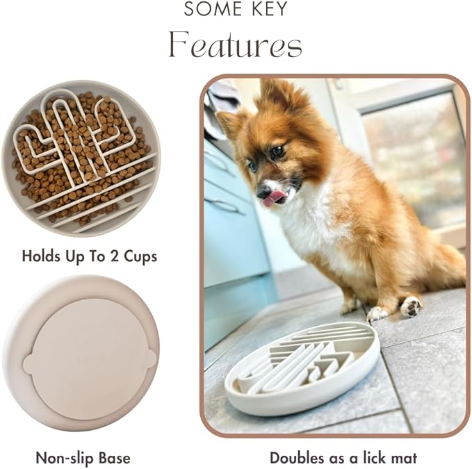 Cactus Slow Feeder Dog Bowls for Large Medium Small Breeds Silicone Non Slip Puzzle Bowl Puppy Essentials
