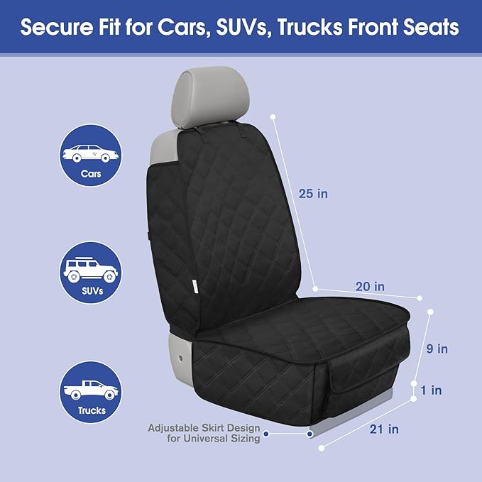 ALLANSING Front Seat Cover for Dogs with Side Flaps, Heavy Duty 900D Waterproof Car Seat Cover, Protects from Dirt & Scratches, for Pets & Daily Use, Fits Cars SUV Trucks Minivans (2-Pack)