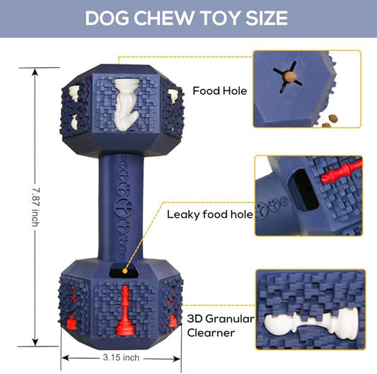 Dog Chew Toys for Aggressive Chewers Indestructible Dog Toys Tough Natural Rubber Dumbbell Toy for Small Medium Large Dogs XLarge Blue