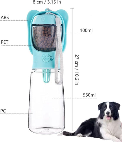DomKim LightweightPortable Dog Water Bottle Bowl for Small Sized Dogs, Travel Puppy Water Dispenser Puppy Accessories, Beach Essentials Drinking Food Leak Proof Bottles (Blue, 18.6 oz (550ml))