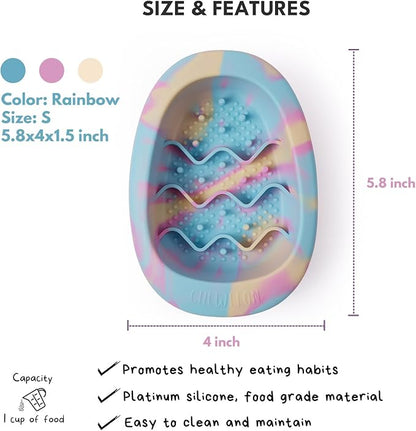 CHEWFFON Easter Dog & Cat Lick Mat Bowls, BPA-Free Silicone Slow Feeder Bowl with Suction Cups, Non Slip Pet Food Bowl Reduces Boredom and Anxiety, Dishwasher Safe, Rainbow Small