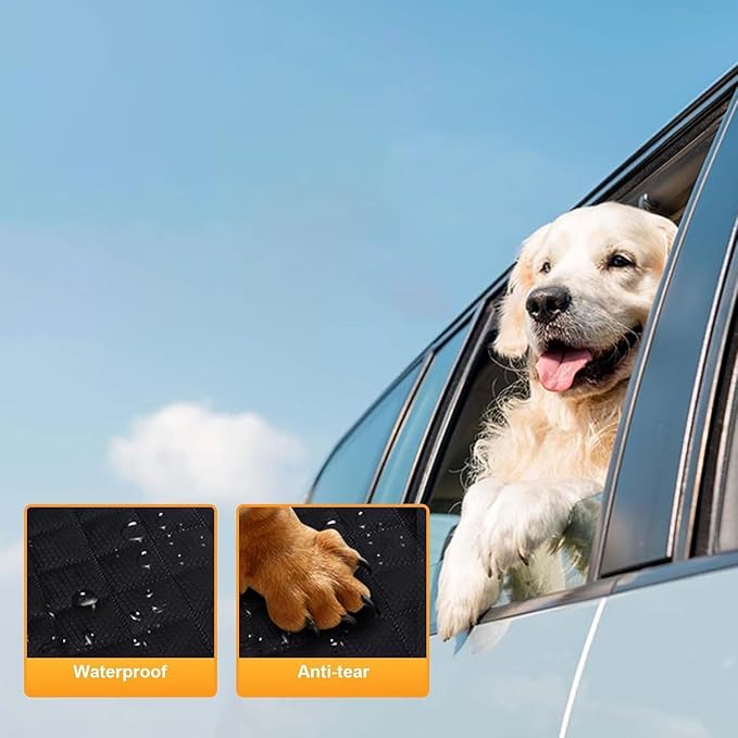 Hard Bottom Back Seat Extender for Dogs, Dog Car Seat Cover for Back Seat, Holds 420lbs, Durable Waterproof Pet Car Bed Dog Hammock for SUV/Car/Small Truck (Black)