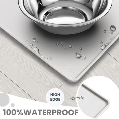 WePet Non-Slip Waterproof Pet Feeding Mat, 20x12 Inch - Silicone Dog & Cat Food Mat with Raised Edge to Stop Food Spills and Water Spills - Dishwasher Safe, Easy Clean