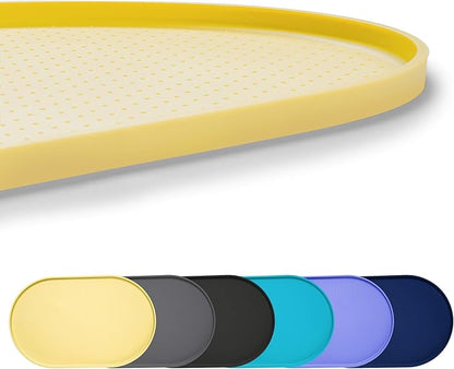100% Waterproof 0.5" Raised Edge BPA Free Silicone Dog Food Mat, Pet Cat Feeding Mats Contain Spills Protects Floors, Placemats for Cats and Dogs Water Bowl Dishwasher. (Large/XL, Yellow)