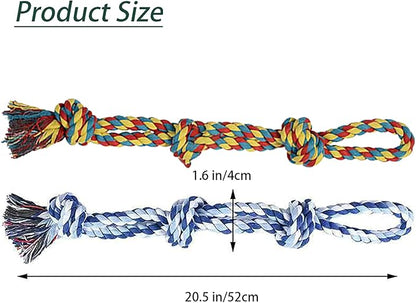 2-Pack 21" Natural Fiber Dog Rope Toy - Twisted Chew for Strong Chewers, Interactive Fetch Fun with Textured Knots