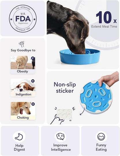 LE TAUCI Dog Bowl Slow Feeder Ceramic, 1.5 Cups Slow Feeding Dog Bowl Small Medium Breed, Puppy Slow Feeder Bow for Fast Eaters, Dog Dishes to Slow Down Eating, Puzzle Dog Food Bow