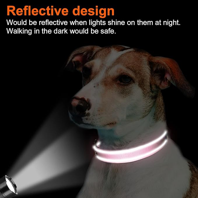 Joytale Reflective Dog Collar, Soft Neoprene Padded, Metal D-Ring, Nylon Pet Collar Adjustable for Extra Large Dogs, Pink, XL