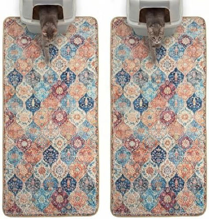 Hompet Cat Litter Mat 2 Pack, 24x60 Large Machine Washable Trapping Mats for Cats, Super Absorbent & Urine-Proof Cat Litter Box Mat for Floor, Waterproof & Non Slip Kitty Litter Rug by Hompet
