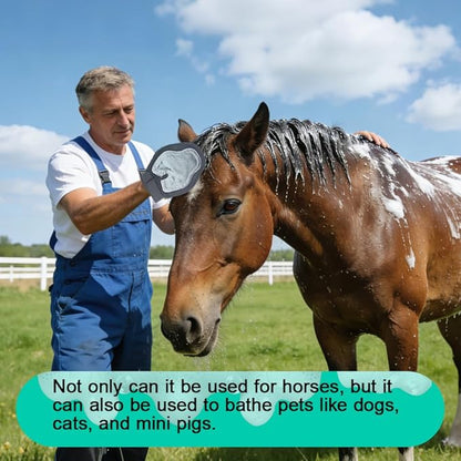 Pet Hair Removal Glove for Horses, 2-in-1 Double-Sided Pet Grooming Glove, Silicone Horse Hair Remover/Shower Grooming Brush to Prevent Electrostatic for Dogs and Cats (Standard Size)