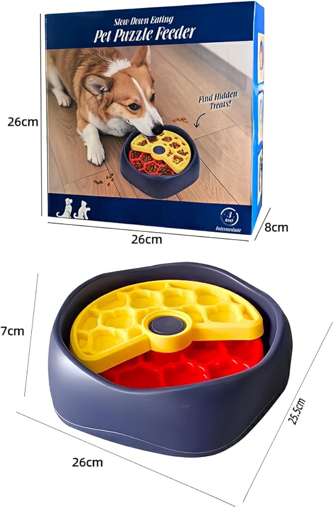 Interactive Pet Puzzle Slow Feeder Bowl - Innovative Rotating Design, Anti-Gulping, Promotes Digestion & Mental Stimulation, Non-Slip Food Dispenser for Small & Medium Dogs & Cats (Red & Green)