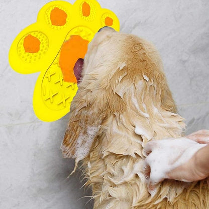 Dog Licking Mat for Anxiety Peanut Butter Slow Feeder Bowls Licking Pad with Strong Suction to Wall for Pet Bathing,Grooming,and Training (Yellow)