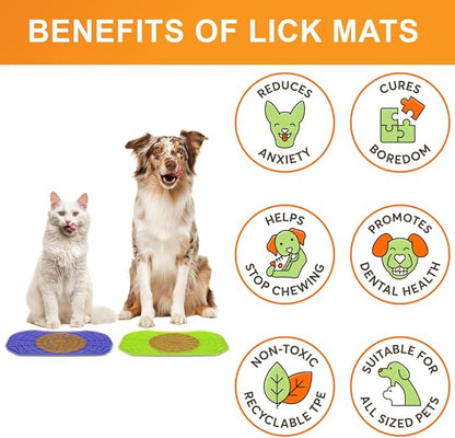 Neater Pets Neat-LIK Dog Lick Mat, Lick Mat for Dogs, Cats, Puppy, Reduces Anxiety & Boredom, Peanut Butter Slow Feeder, Interactive Treat Licking Pad, Mats for Small & Large Breed (Purple & Green)