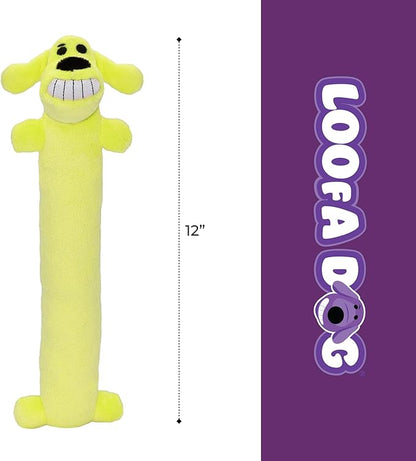 Multipet Original Loofa Dog Plush Toy - Squeaky Toy for All Dogs - Extra Soft Plush - Stuffed Animal Dog Toys for Playing - Cute Dog Pet Toy (1 Count, 12”, Random Color Surprise)