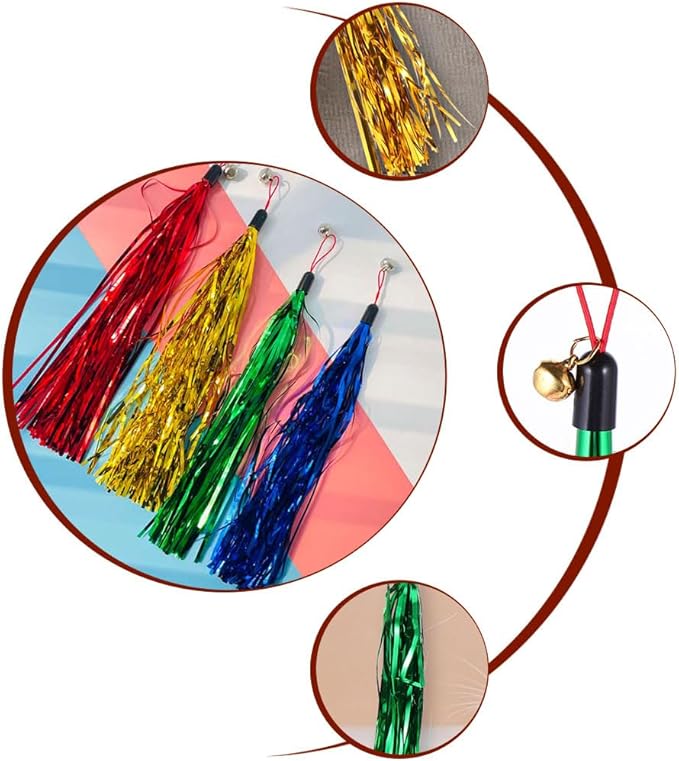 balacoo 30 Pcs Cat Teasing Replacement: Cat Interactive Tassel Teasing Stick Replacement Teaser Refills for Indoor s