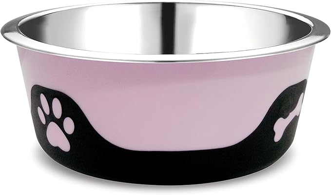 Thermocool Insulated Stainless Steel Pet Bowl - 16 Oz (Medium) Non-Slip Feeding Dish Reduces Sliding & Spills, Keeps Water Cold & Food Warm, Dishwasher Safe (Pink)