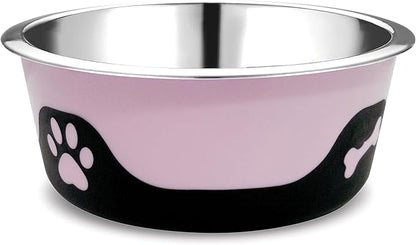 Thermocool Insulated Stainless Steel Pet Bowl - 32 Oz (Large) Non-Slip Feeding Dish Reduces Sliding & Spills, Keeps Water Cold & Food Warm, Dishwasher Safe (Pink)