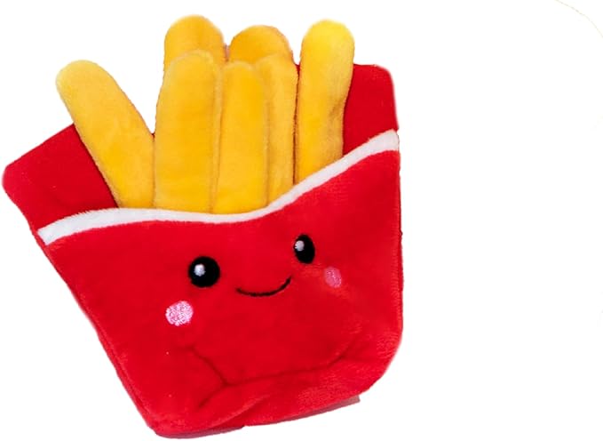 Glow Pups Dog Toy French Fries, Squeaky Plush Food Parody Toy, Easy to Clean, Promotes Mental Stimulation, Keeps Dog Entertained, 6" x 5", Red Plush Toy