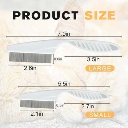 Pet Hair Comb, 2025 New Multifunctional Pet Grooming Brush Pet Hair Comb Tear Stain Removal, Fine-Tooth Stainless Grooming Massage Comb Stainless for Small Dogs Puppies