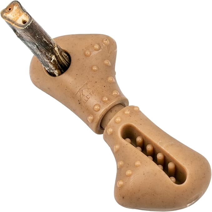 Tall Tails Bully Stick Holder and Chew Toy for Dogs – Bacon-Scented, Large, Adjustable Treat Holder for Bully Sticks and Spreadable Treats, Reduces Choking
