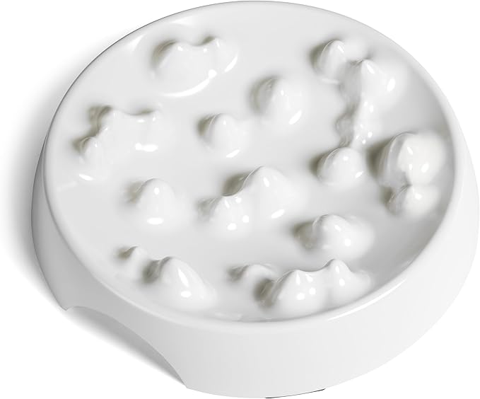 CatGuru Cat Bowls, Whisker Friendly Food Bowl for Indoor Cats, Reliefs Whisker Fatigue, Wide Kitten Dish, Non Slip Pet Dishes, Shallow Pet Plates (Marshmallow, (Pack of 2))