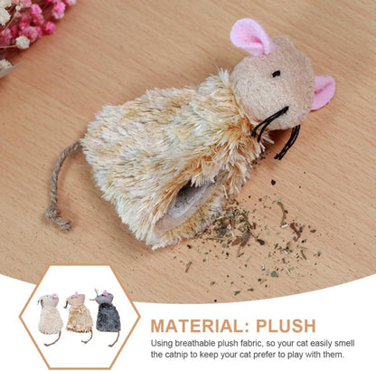 Veemoon 3 Pcs Refillable Catnip Toys for Cats, 3.54 Inches Catnip Toy Mouse, Indoor Kitten Plush Interactive Teething Chew Kicker Hunting Boredom Relief Pet Accessories - Image 3