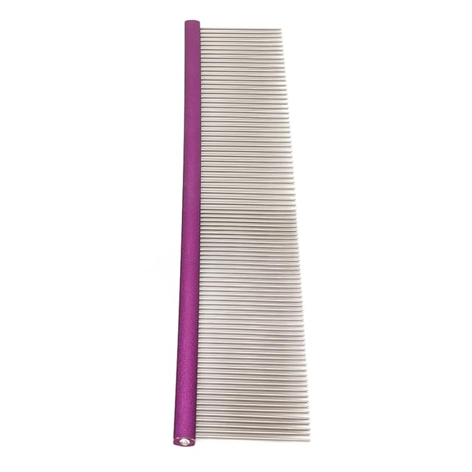 Greyhound Comb For Dogs, Metal Comb For Dogs Metal Dog Comb Cat Comb For Removing and Knots Dog Combs with Rounded Ends Grooming Tool For Long Short Haired Dog (Purple