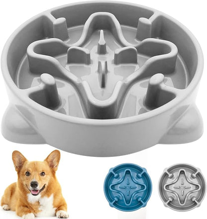 VANNON Slow Feeder Dog Bowls Durable Puzzle Feeder Non Slip Dog Food Dish Bloat Stop Food Bowls for Small Medium Dogs, 3 Cups, BPA Free, Grey