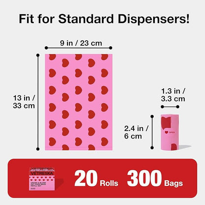 VETRESKA Dog Poop Bags, Leak Proof, Extra Thick and Large Pet Waste Bags for Dog Walking and Cat Litter, Smoked Cherry Scented, 300 Bags