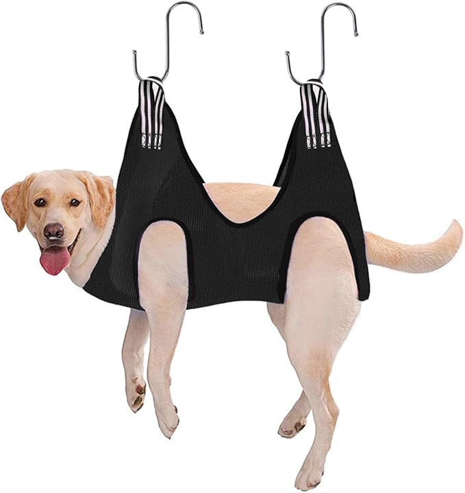 Pet Cat Grooming Hammock Restraint Towel Bag Bathing Bag Harness Breathable Dog for Trimming Puppy Small Medium Dogs Claw Care, Black, L