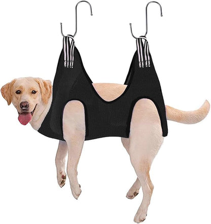 Pet Cat Grooming Hammock Restraint Towel Bag Bathing Bag Harness Breathable Dog for Trimming Puppy Small Medium Dogs Claw Care, Black, L