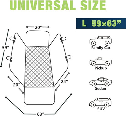 NESTROAD Dog Car Seat Cover for Back Seat,Waterproof & Scratchproof & Hammock for Dogs Backseat Protection,600D Heavy Duty Dog Seat Cover for Cars, Trucks and SUVs(Gray,59"×63")