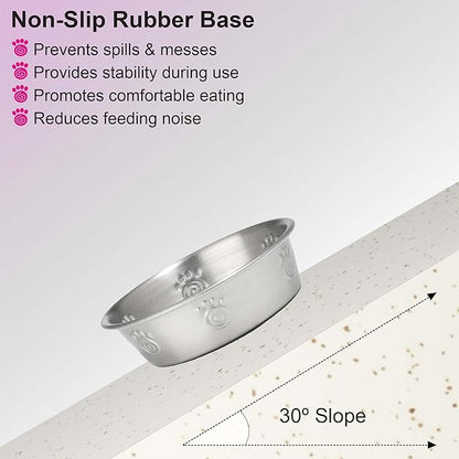 PetRageous 60046 Cayman Classic Non-Skid Stainless-Steel Dishwasher Safe Bowl 1-Cup Capacity 4.5-Inch Diameter 1.5-Inch Tall for Small Dogs and Cats of Any Size, Metallic