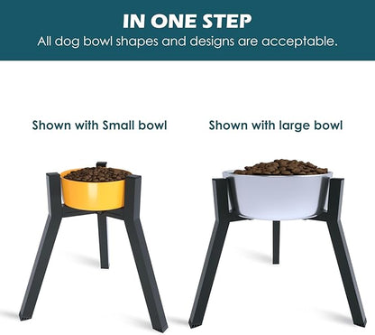 SHAINFUN Metal Raised Dog Bowl Stand for Extra Large and Large Breeds, Adjustable Width for 7-10.6" Food & Water Bowls, Single Tall Elevated Dog Bowls Holder, 13.7" Tall (Bowl Not Included)