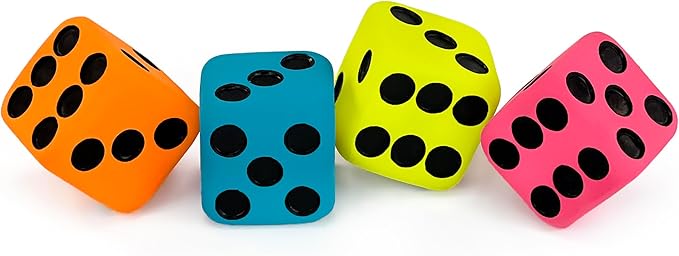 CHIWAVA 4 Pack 1.7" Squeaky Latex Dog Toys Dice Puppy Fetch Interactive Play for Small Dogs