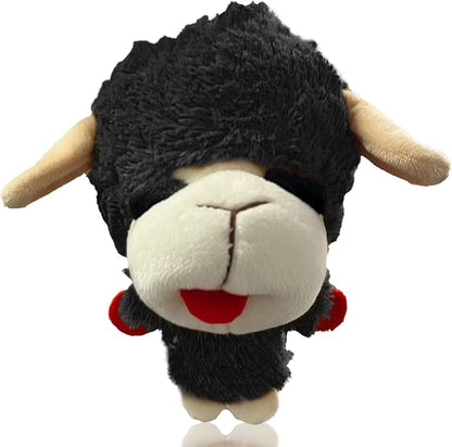 Multipet Knobby Noggins Dog Toy Lamb Chop | Lambchop Knobby Noggins Knobby | Noggins Squeaky Dog Toy Plush | 5" | Small/Medium Breed | Officially Licensed (Black)