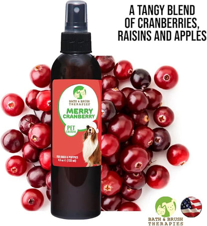 Showseason Animal Products Bath & Brush Therapies® Merry Cranberry Pet Cologne 4.5 oz For Dogs | Long-Lasting Odor Eliminator | Paraben-Free | Biodegradable | Made in USA