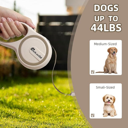 OUTnWILD Retractable Dog Leash - Retractable Dog Leash 16ft for Small/Medium Breeds/Pets Up to 44lbs. 360° Tangle Free Design with One Touch Quick-Lock Braking System&Anti-Slip Handle. (Khaki, M)