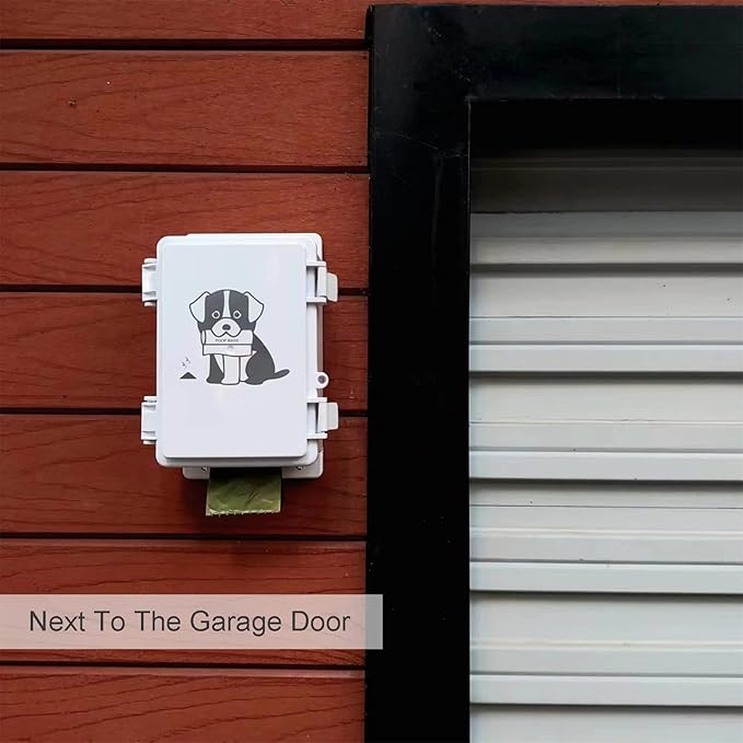 Dog Poop Bag Dispenser Wall Mounted Outside or Inside Pet Waste Bags Holder Waterproof Screw-on or Strap-on Doggy Pickup Rolls Storage Station for Home, Backyard, Porch, Patio(white,dispenser only)