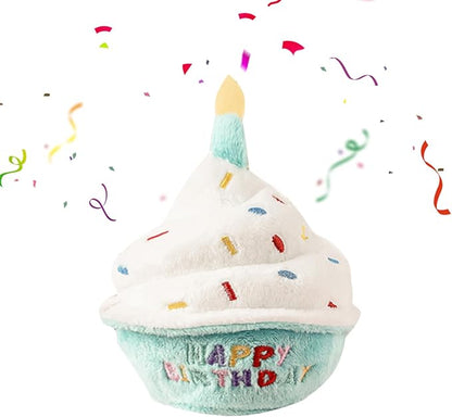 Dog Birthday Toys - Puppy Squeaky Cupcake, Toy Dog - First Birthday Toy Small Medium Large Breeds(Blue)
