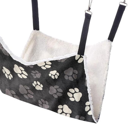 WIRESTER Reversible Cat Hanging Hammock 22.8 x 18.9 Inch, Pet Cage Hammock Bed with Adjustable Straps, Soft Sleeping Hammock for Cat, Ferret, Puppy Dog, Rabbit, Small Animals - Dog Paws