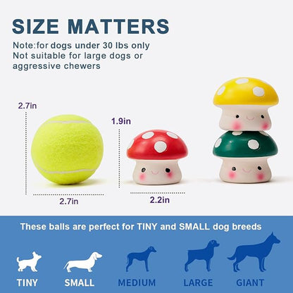 Squeaky Dog Toys, Soft Latex Squeaky Dog Ball for Small Dogs Puppies, Cute Bounce Squeak Mushroom Pet Toys