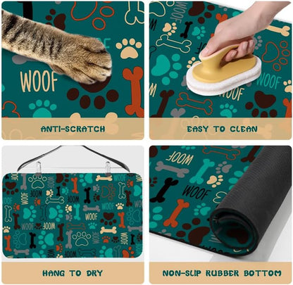 Dog Food Mats for Floors Waterproof, Pet Water Bowl Mats Pet Feeding Absorbent Placemats Green 24 * 32 inch - Image 3