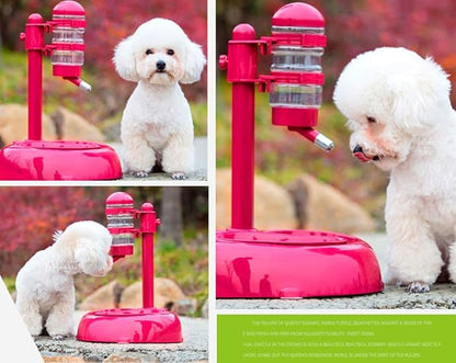 Automatic Feeders Portion Control Water Food Dispenser Bowl Lift Drinking Fountain Dog Cat Fuchsia-Non Slip Advance