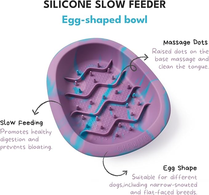 CHEWFFON Easter Dog & Cat Lick Mat Bowls, BPA-Free Silicone Slow Feeder Bowl with Suction Cups, Non Slip Pet Food Bowl Reduces Boredom and Anxiety, Dishwasher Safe, Blueberry