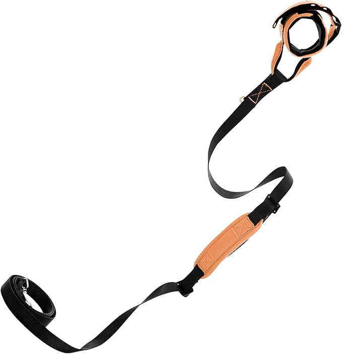 Gooby Wristband Surfer Leash with Traffic Handle - Atlanta Peach, 6 FT - Comfortable Handsfree Leash with Adjustable Dual Handle and Additional Hook