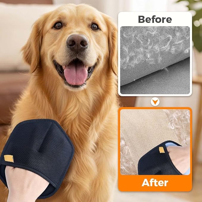 2 Pack Pet Hair Removal Glove for Cats & Dogs, 2026 Upgrade Pet Hair Remover Electrostatic Gloves Pet Hair Remover Glove for Couch, Furniture, Carpet, Curtain (Blue+Black)