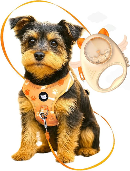 Dog & Cat Retractable Leash, 13ft Strong Nylon Tape with Auto-Locking, Tangle-Free Walking Pet Leash for Small Dogs/Cats Up to 33 lbs, One-Touch Brake, Comfortable Handle, PupPlay Design